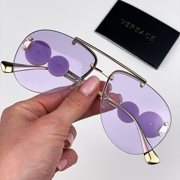 Versace VE2250 14871A Sunglasses Gold Light Violet Pilot Women - Picture 2 of 13